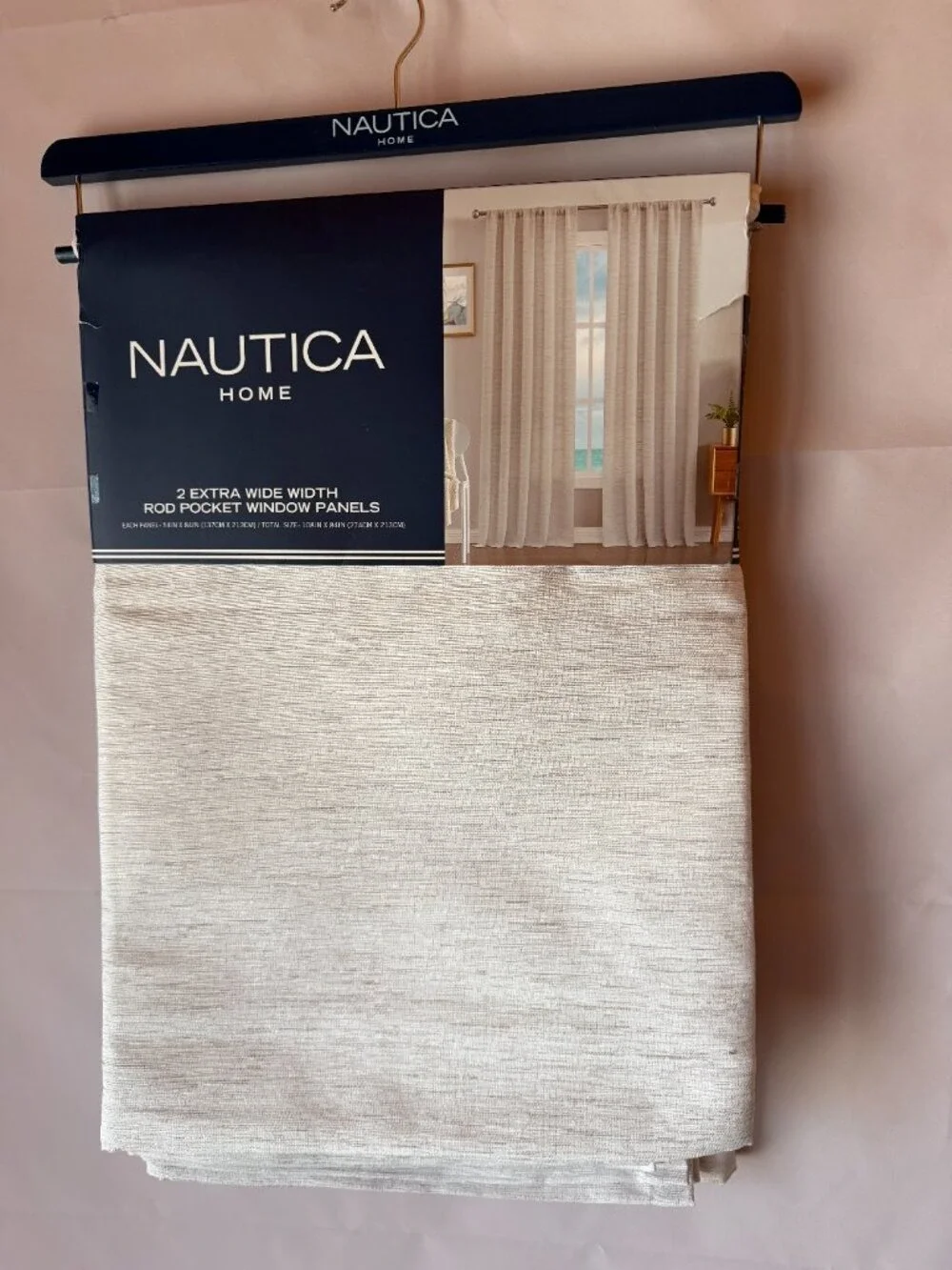 Nautica Caspian Light Filtering Curtains 54x84 Set of 2 Extra Wide Panels NWT